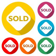Sold icon isolated with long shadow