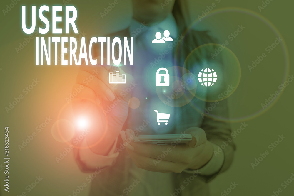 Poster handwriting text user interaction. conceptual photo the conduit between huanalysis and computer inte