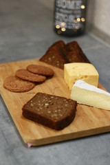wooden plate with food