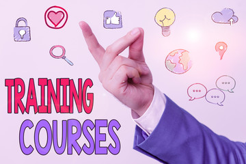 Word writing text Training Courses. Business photo showcasing lessons to teach the skills and knowledge for a job