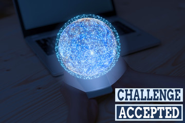 Handwriting text writing Challenge Accepted. Conceptual photo to participate or undertake in a...