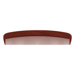 Flat comb, icon. Fine frequent tooth design. Vector illustration.