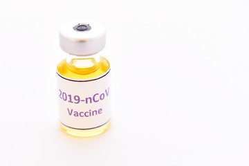 Bottle of novel coronavirus 2019 vaccine for injection