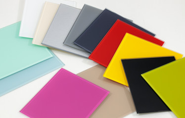 Colored glass material for interior finishing