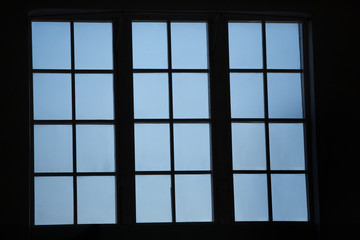 Black a classic window with blue sky