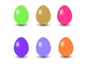 Set of colored Easter eggs on a white background