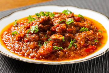 Goulash stew on plate