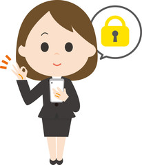 女性　スマホ　セキュリティー　安心