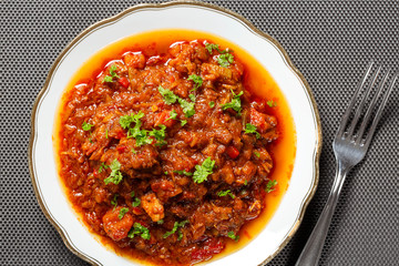 Goulash stew on plate