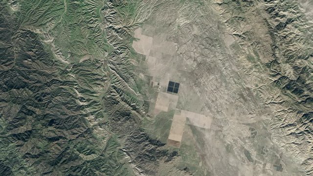 Solar panels installation growth timelapse aerial view in Topaz solar farm California. Images furnished by Nasa