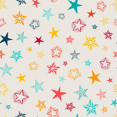 Seamless doodle hand drawn stars