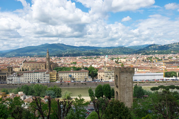 Fototapeta na wymiar Rooftop view of the beautiful city of Florence in spring