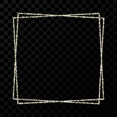 Silver shiny double square frame with light effects