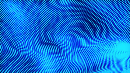 Dot white blue wave light screen gradient texture background. Abstract  technology big data digital background. 3d rendering.