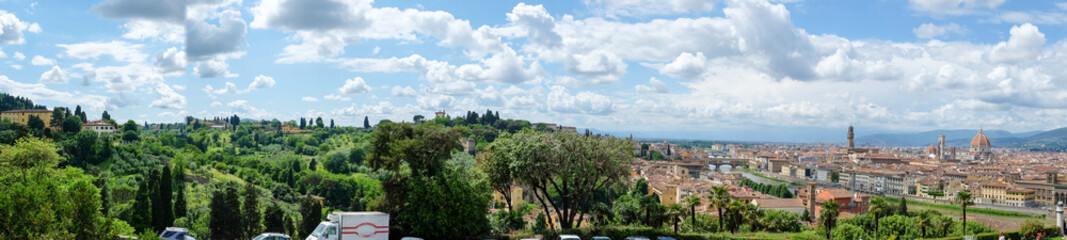 Rooftop view of the beautiful city of Florence in spring