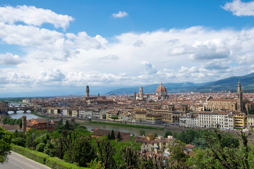 Fototapeta na wymiar Rooftop view of the beautiful city of Florence in spring