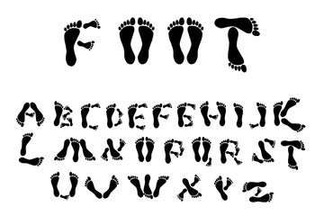 footprint font alphabet isolated white background vector
