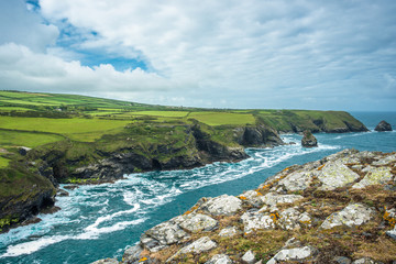 Coastal views from Willapark Lookout near Boscastle on the Atlantic coast of Cornwall, England, UK.