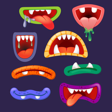 Set of monsters mouths. Photo booth