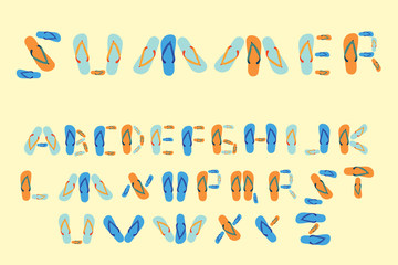 flip flop font type summer alphabet vector