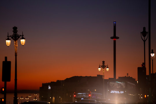 view of Brighton at night with sunset