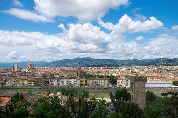 Naklejka premium Rooftop view of the beautiful city of Florence in spring