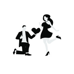 Black white flat couple illustration