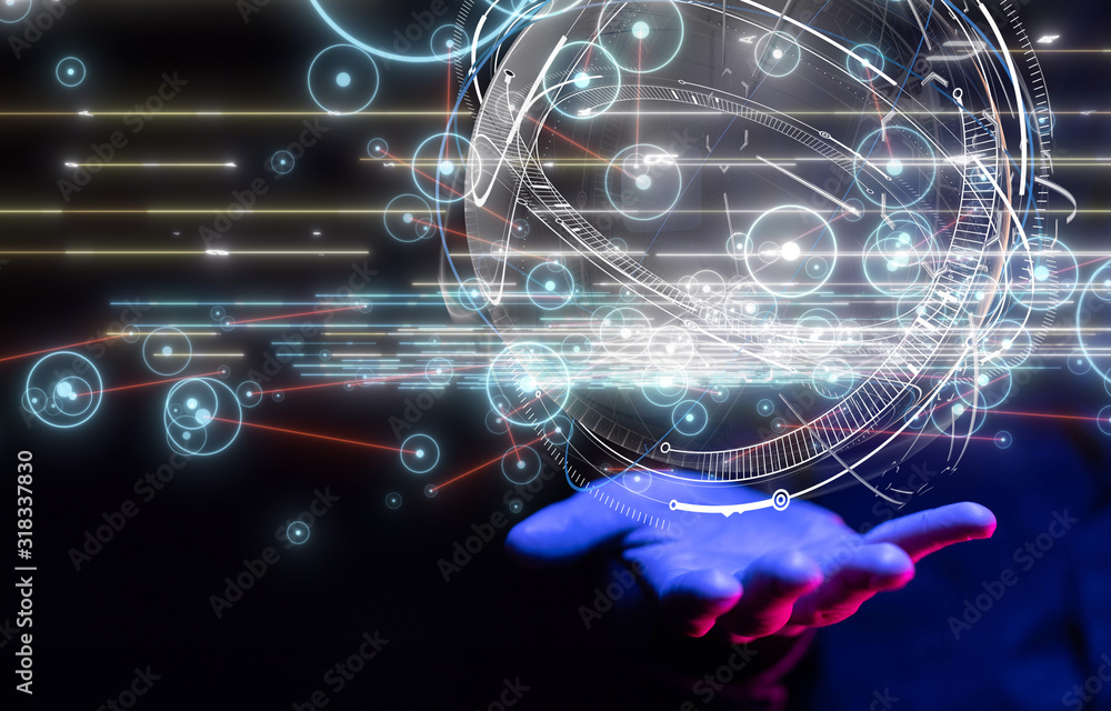 Poster Global network concept. 3D rendering