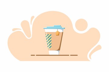 Illustration of a Cup of tea or coffee in a flat style. Beautiful illustration for a website or cafe menu
