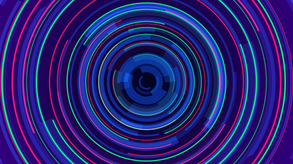 Circle neon lines technology Hi-tech blue background. Abstract graphic digital future concept design.