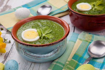 Green Gazpacho Soup With Eggs