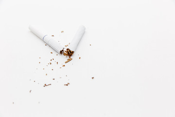 broken cigarette, anti-smoking concept, isolated on white background