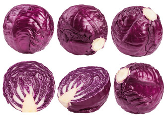 Fototapeta premium red cabbage, isolated on white background, clipping path, full depth of field