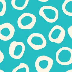 Gordijnen Retro onregelmatig gevormde cirkels Vector naadloze patroon. Moderne mid-eeuwse abstracte polka dot geometrische achtergrond © Anna Putina