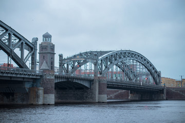 big gray bridge in cloudy weather