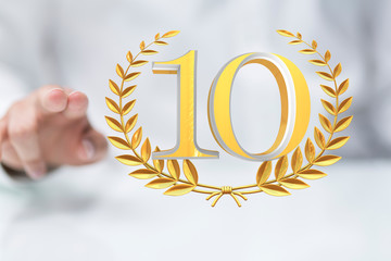 10 Digital number Years Anniversary 3d background.