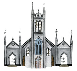 Fototapeta premium Watercolor architecture. Temples. Сhurch