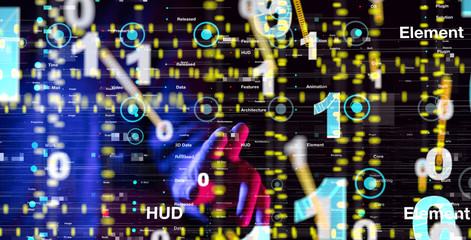 cloud connected to many objects on a virtual screen.
