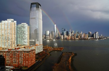 view of manhattan with rainbow from Jersey City © Mariusz