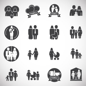 Family related icons set on background for graphic and web design. Creative illustration concept symbol for web or mobile app