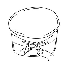 Easter cupcake isolated on white background. Hand-drawn line drawing. Doodles.Cupcake with ribbon.For textiles, postcards, and jewelry. Vector