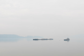 Landscape of a Danube river in winter time