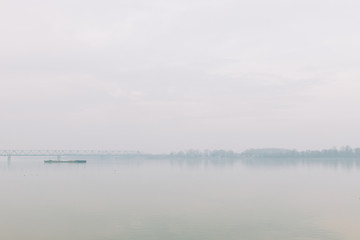 Landscape of a Danube river in winter time