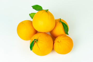  cut orange on a wooden board. Fresh fruits, food on a white background.