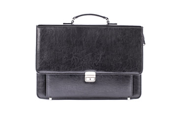 Fashion men's leather bag, briefcase, diplomat, for office, for laptop, isolated on white...