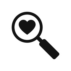 Heart search icon isolated on white background. Vector illustration.