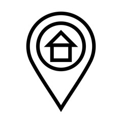 Hometown House Location Icon on white background to use in web application interface. It can also be used for travel and tourism industry.