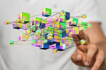 cloud connected to many objects on a virtual screen.