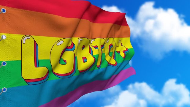 Rainbow flag, symbol of LGBTq pride, gay and lesbian. Loop waving flag