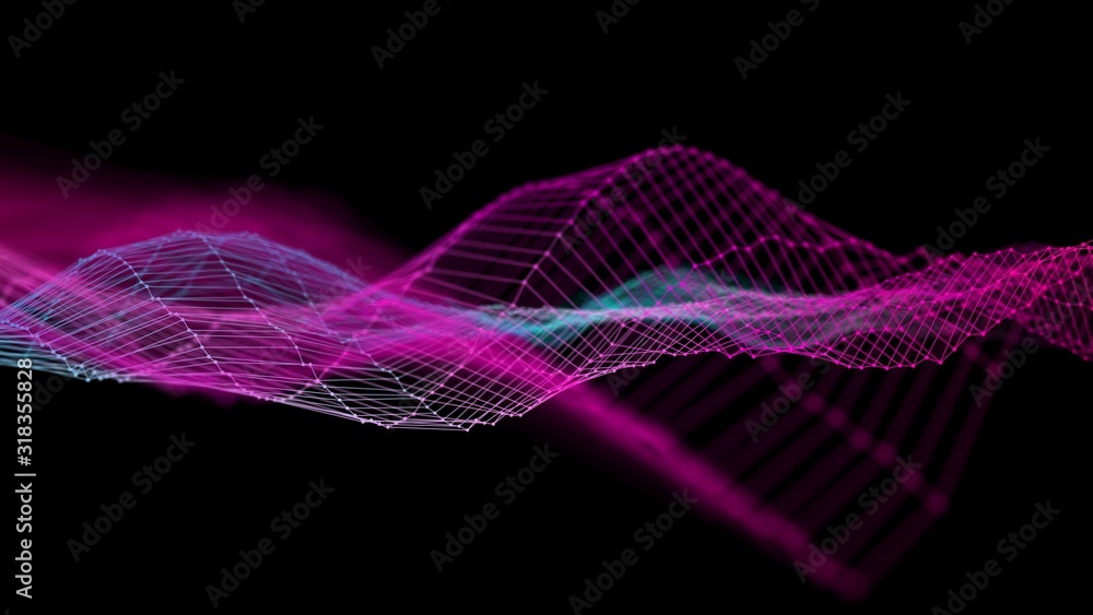 Poster background 3d grid.cyber technology ai tech wire network futuristic wireframe. artificial intelligen